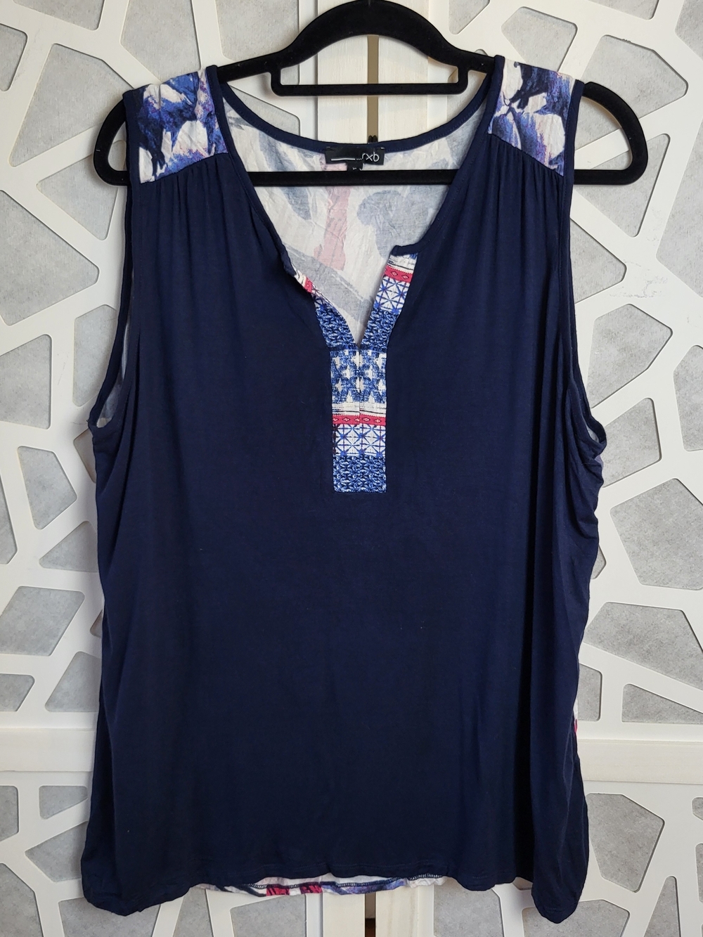 RXB Navy Trim Light Tie-Dye Top